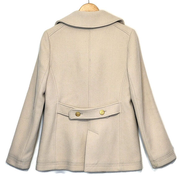 J.Crew Stadium Cloth Wool Cream Peacoat Double Breasted Classic Winter Coat 10T - Picture 11 of 16